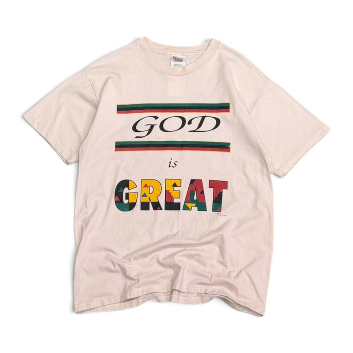 Vintage 90's God Is Great Graphic T shirt Pink (L)
