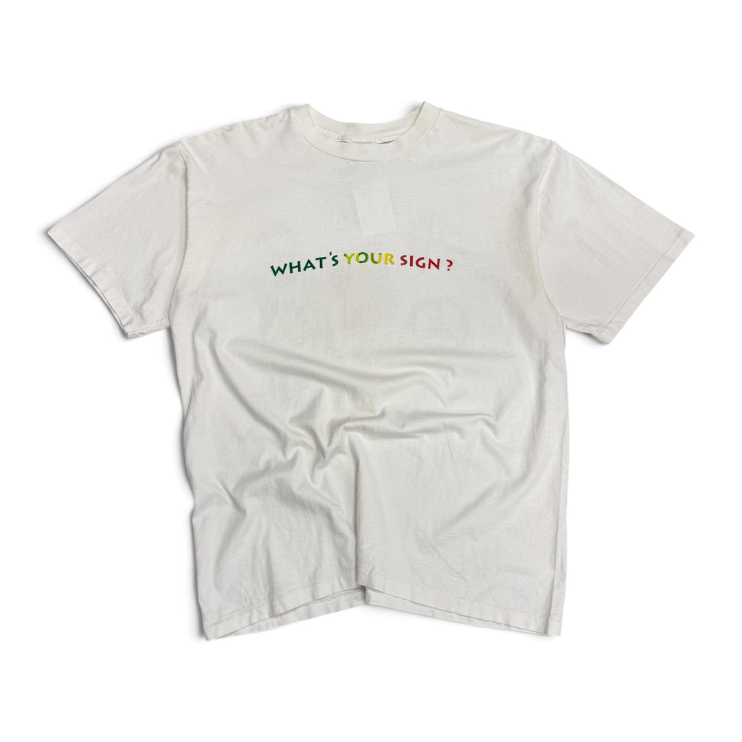 Vintage Whats Your Sign Graphic T shirt White (XL)