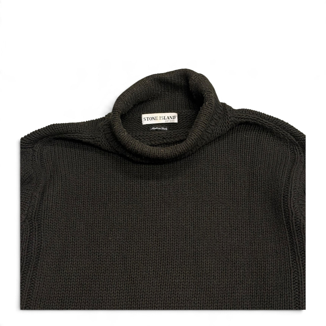 Vintage Stone Island Black Mock Neck Heavy Knitted Sweater (XL)