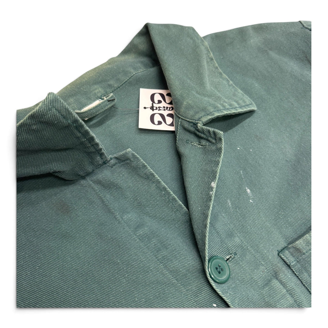 Vintage Distressed Faded Green French Chore Jacket (L)