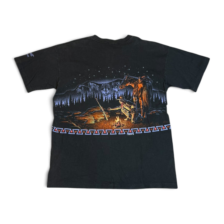 90's Vintage Habitat Black Graphic T-Shirt (L)