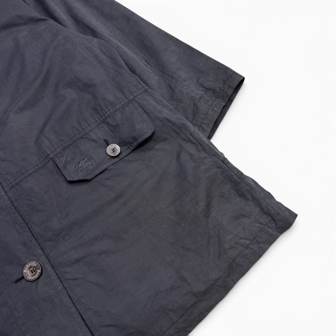 Vintage Burberry Navy Long Lightweight Over Coat (L)