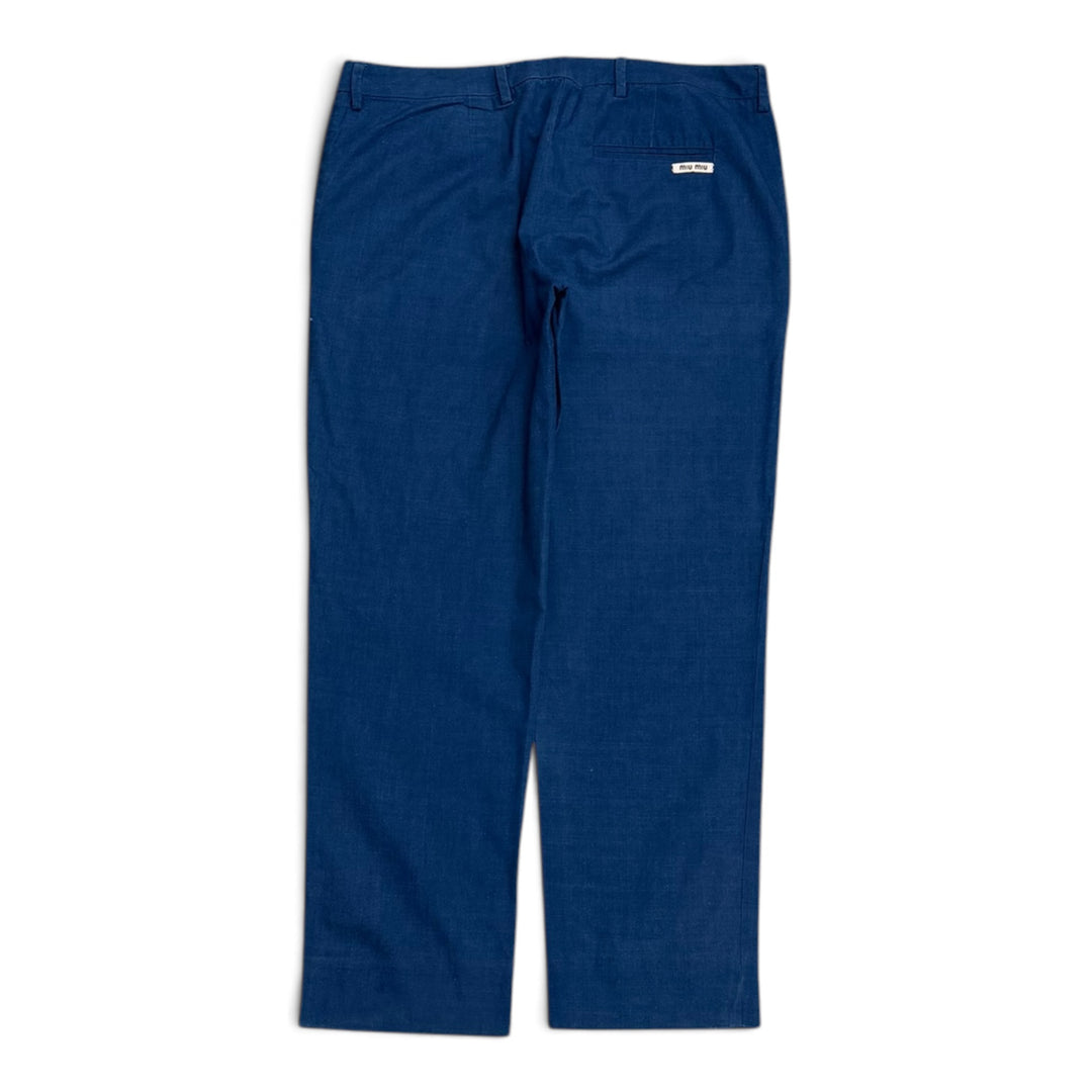 Miu Miu Straight Fit Women Trousers Blue (28)