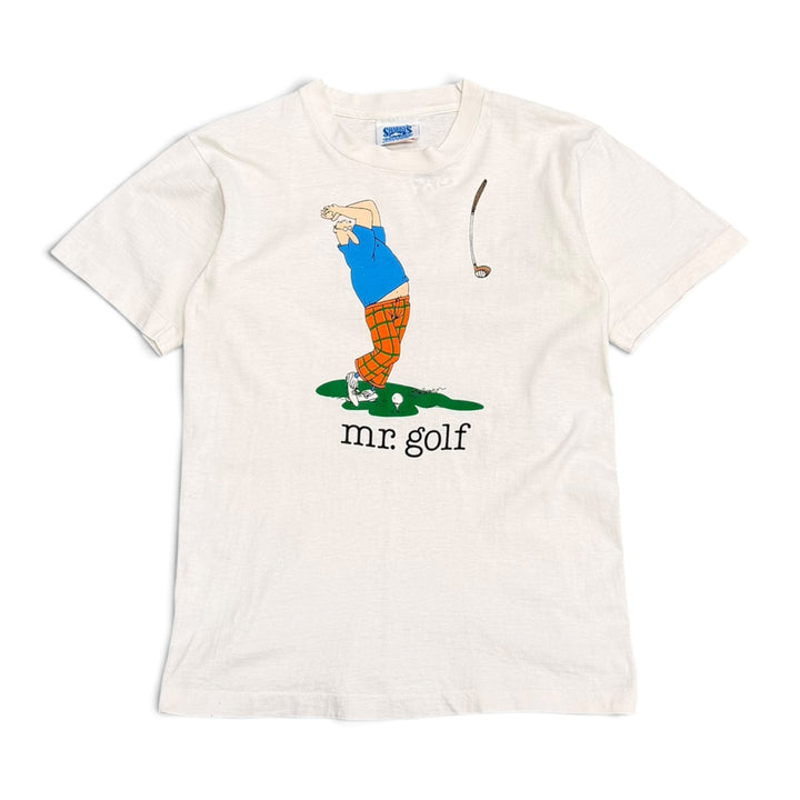 Vintage Single Stitch Mr Golf Graphic T shirt White (M)