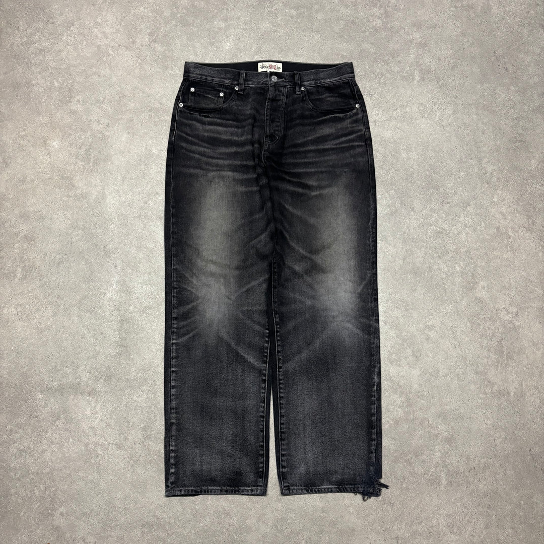 Stussy Washed Black Relaxed Fit Denim Jeans (30x32)