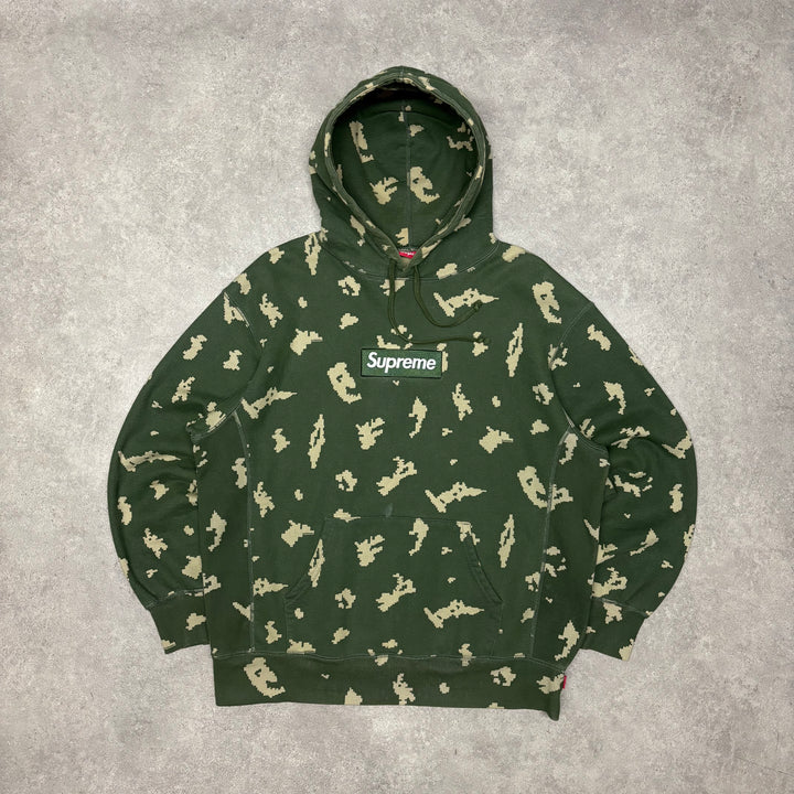 Supreme Green Digital Camo Box Logo Pullover Hoodie (L)