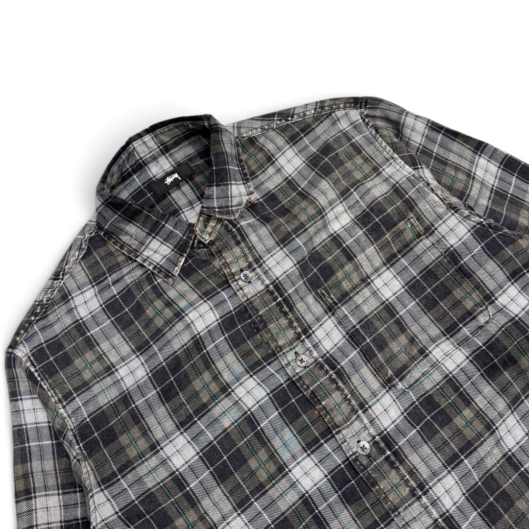 Stussy Checkered Long Sleeve Shirt Grey (M)