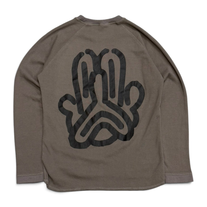 Slawn Graphic Waffle Long Sleeve Top Grey (XL)