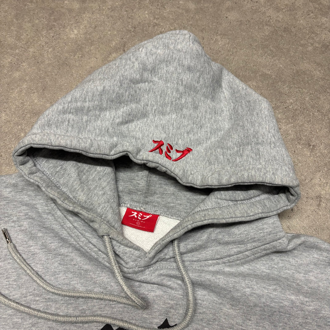 Sumibu Grey Spell Out Pullover Hoodie (L)
