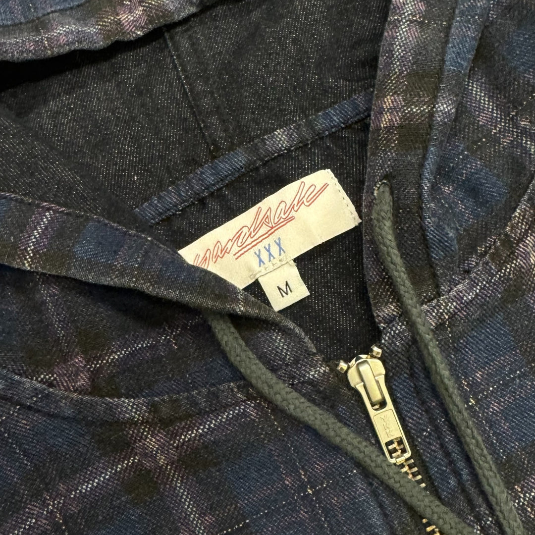 Yardsale Checkered Zip Up Hoodie Blue (M)