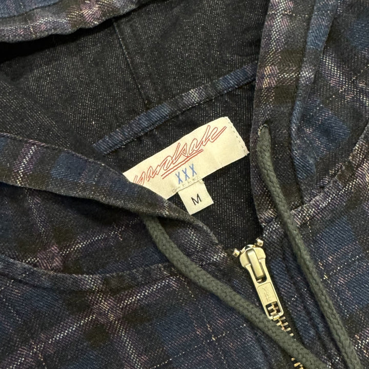 Yardsale Checkered Zip Up Hoodie Blue (M)