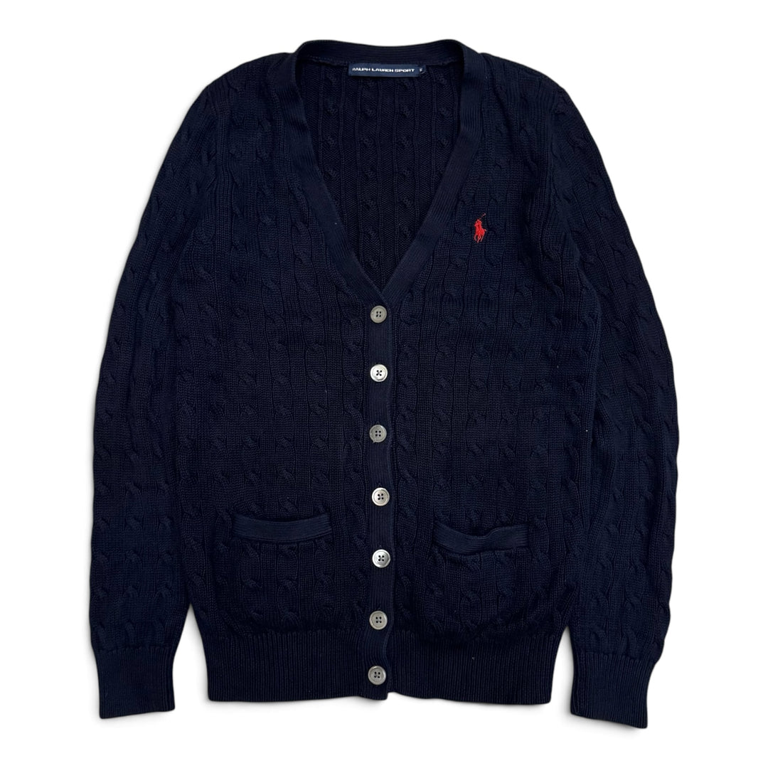 Vintage Polo Ralph Lauren Navy Cable Knitted Cardigan (M)