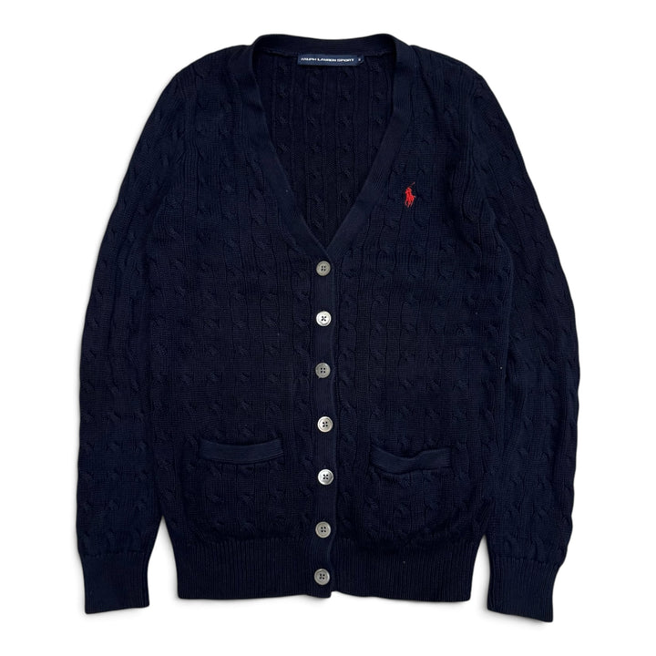 Vintage Polo Ralph Lauren Navy Cable Knitted Cardigan (M)