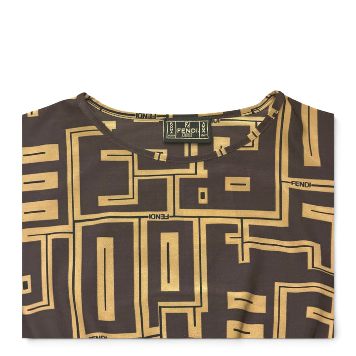 Vintage Fendi Brown Monogram Women's Top (L)