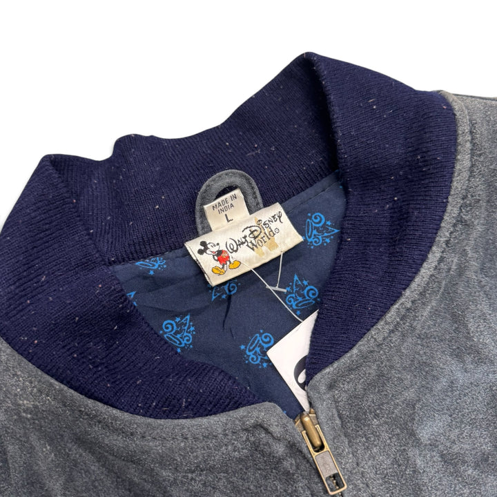 90's Vintage Disney World Dark Grey Suede Varsity Jacket (L)