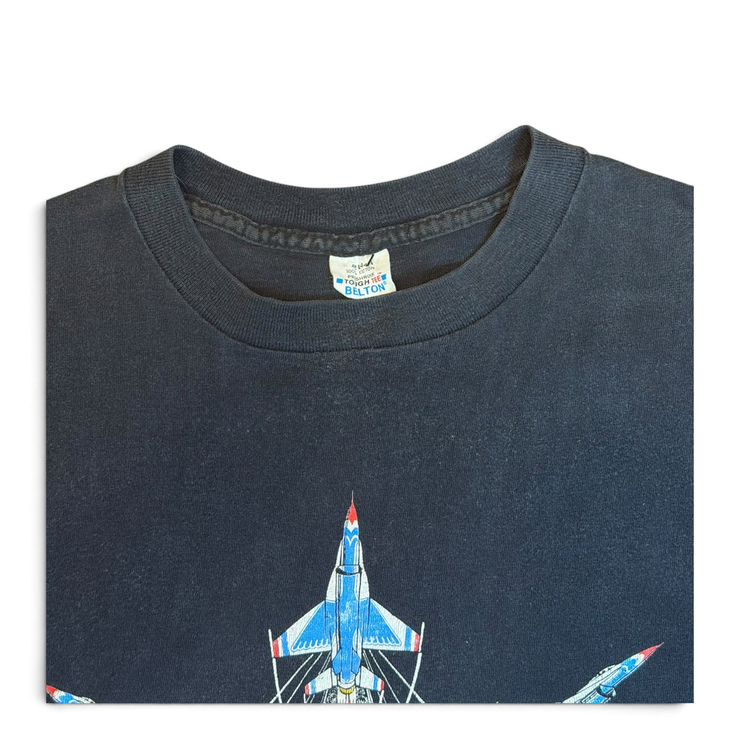 90's Vintage Thunderbirds Black Graphic T-Shirt (M)