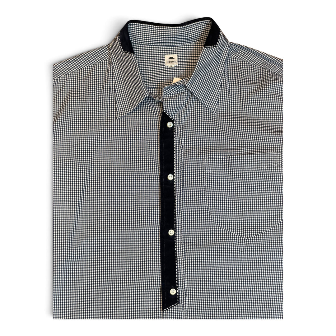 Vintage Jipijapa Blue Checkered Long Sleeve Shirt (XL)