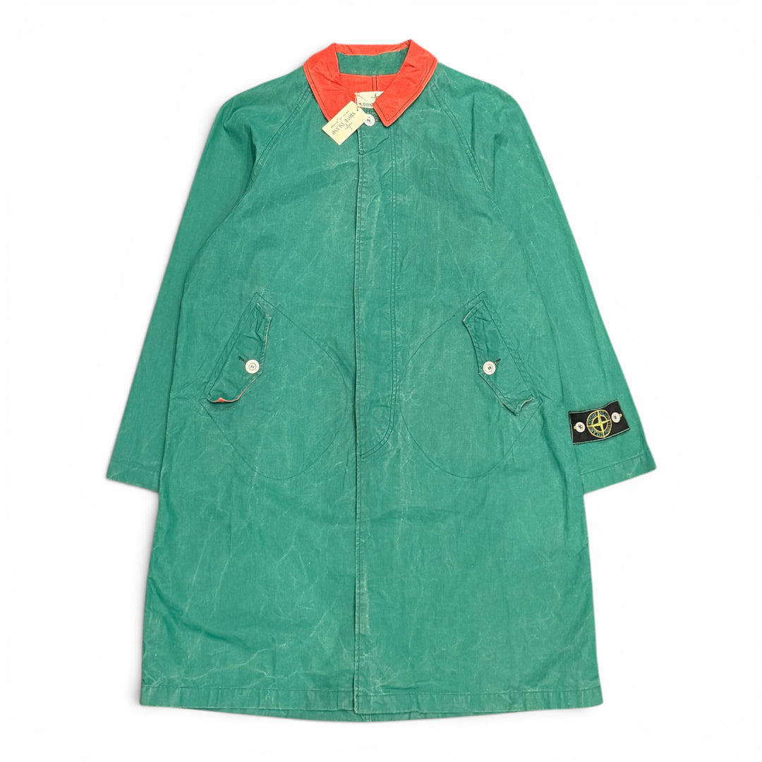 1982 Vintage Stone Island Tella Stella Green Trench Coat (M)