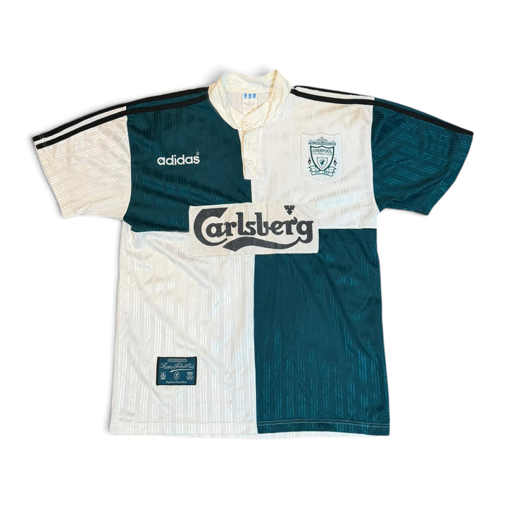 95' Vintage Adidas Liverpool Green & White Away Football Top (M)