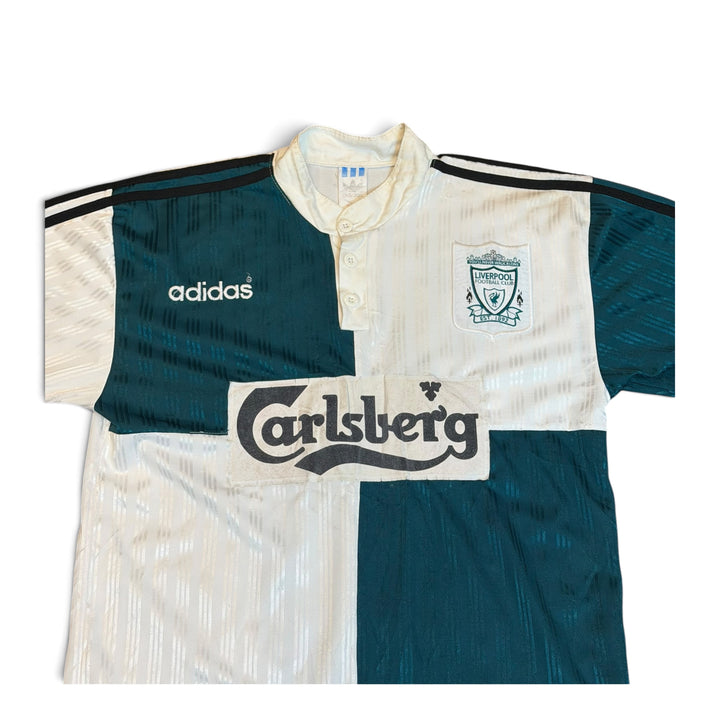 95' Vintage Adidas Liverpool Green & White Away Football Top (M)