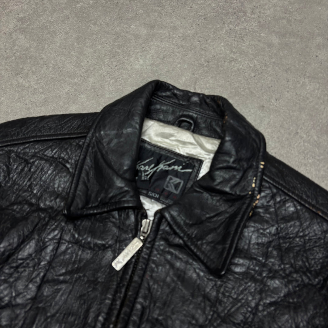 Vintage Karl Karni Black Leather Bomber Jacket (S)