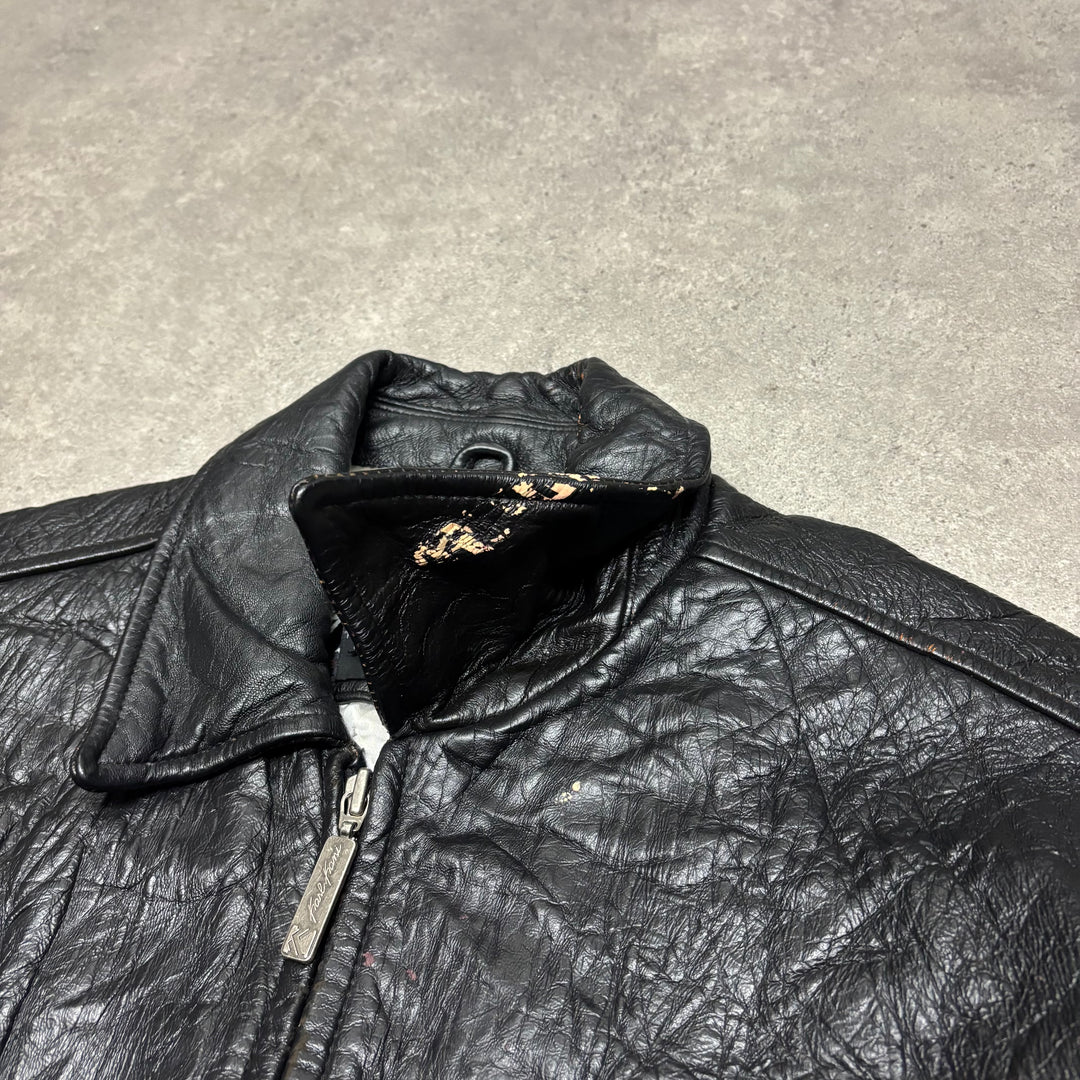 Vintage Karl Karni Black Leather Bomber Jacket (S)