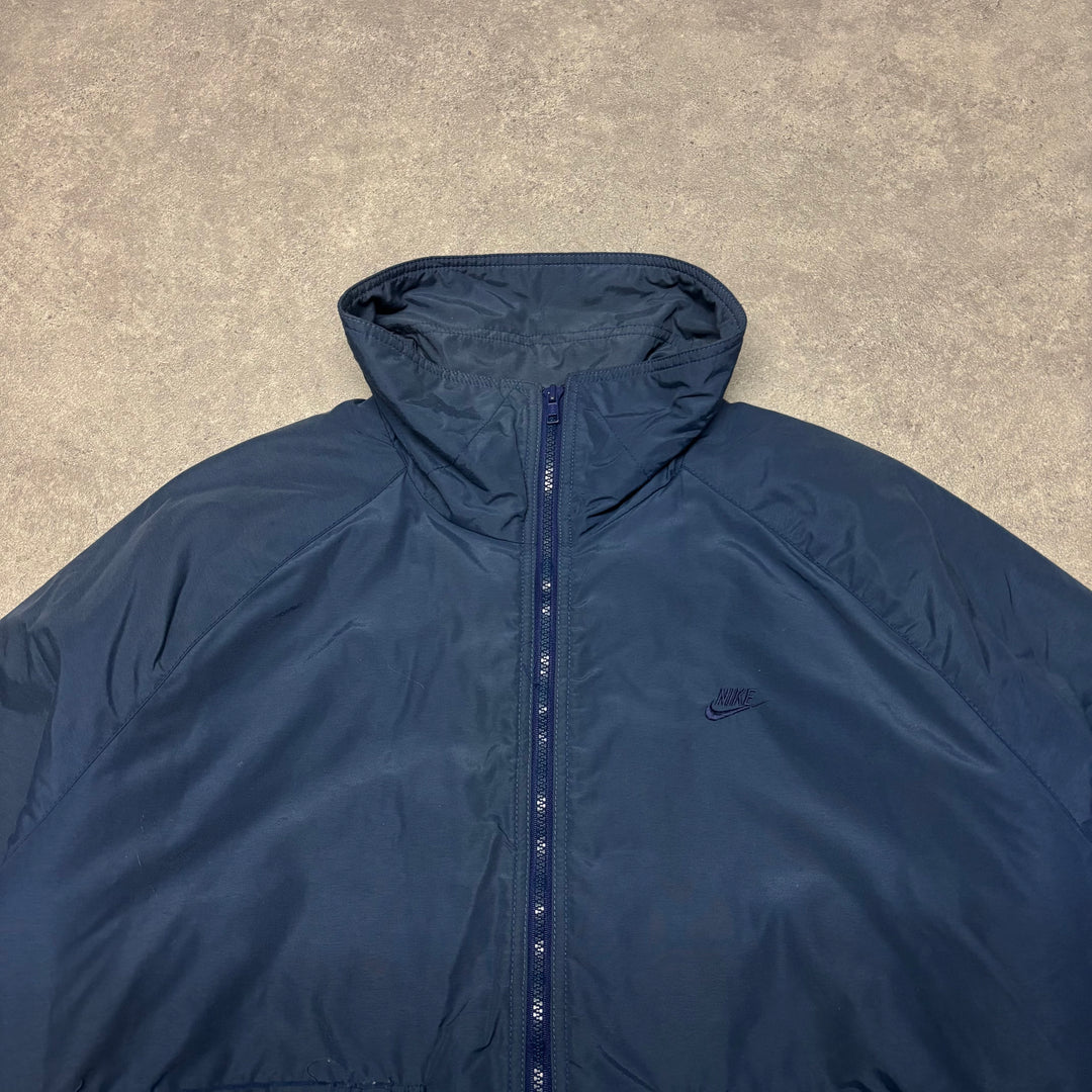 80's Vintage Nike Blue Full Zip Bomber Track Jacket (XL)