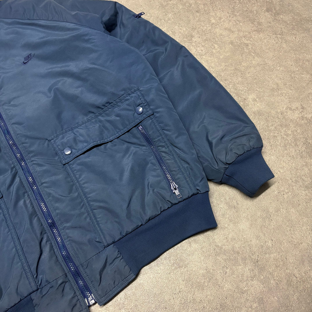 80's Vintage Nike Blue Full Zip Bomber Track Jacket (XL)