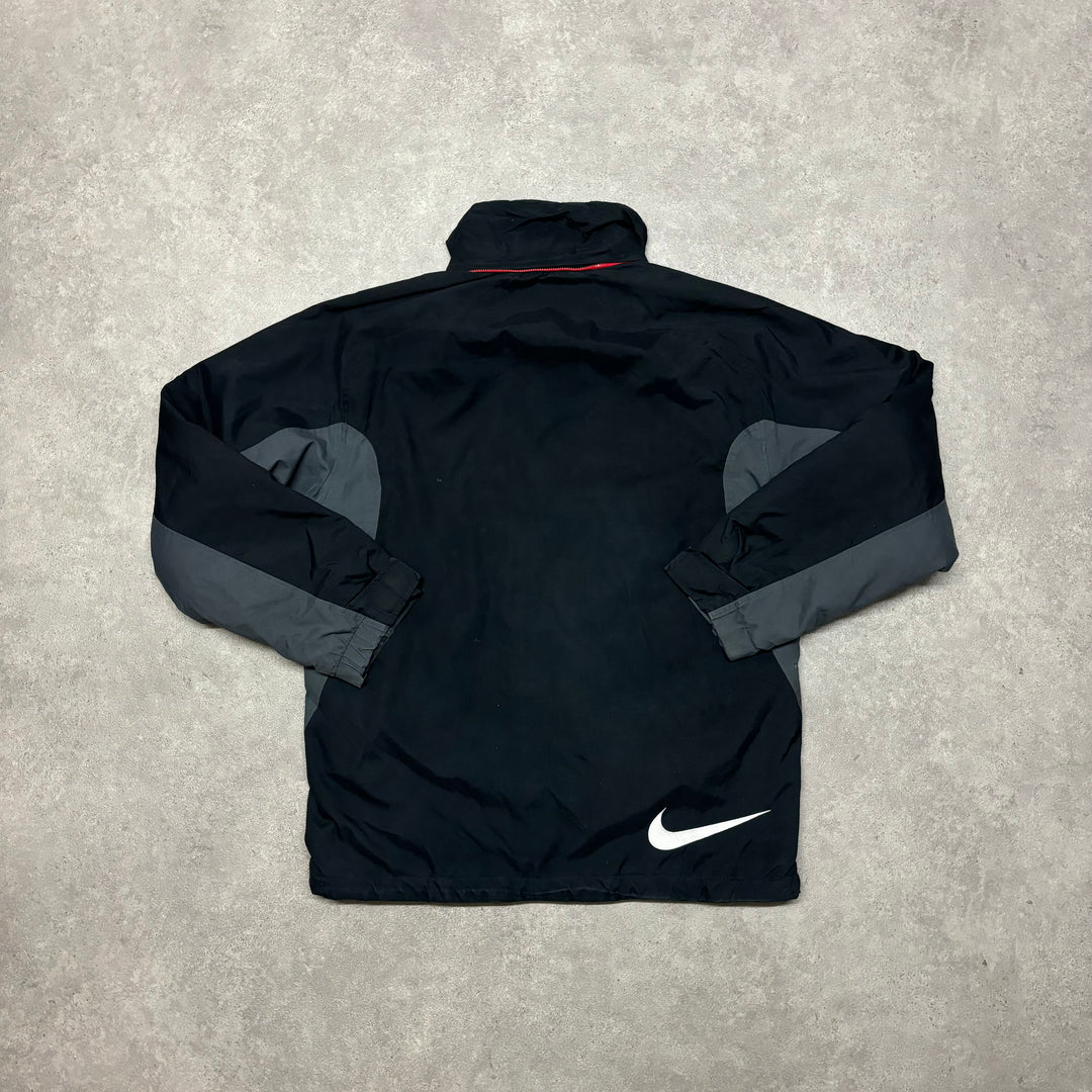 00's Vintage Nike Black Large Swoosh Padded Jacket (M)