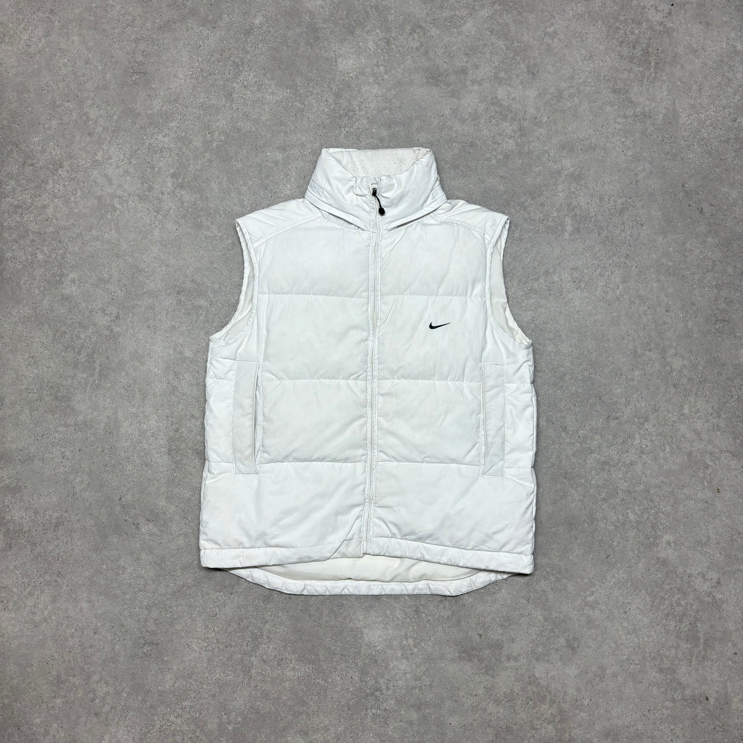 00's Vintage Nike White Puffer Gilet (S)