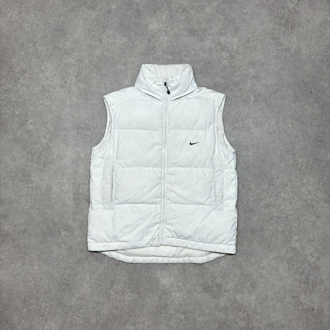 00's Vintage Nike White Puffer Gilet (S)