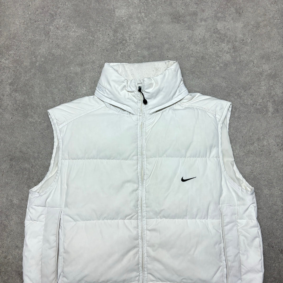 00's Vintage Nike White Puffer Gilet (S)