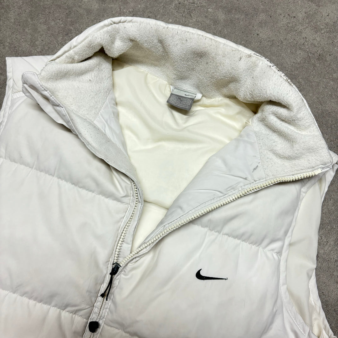 00's Vintage Nike White Puffer Gilet (S)