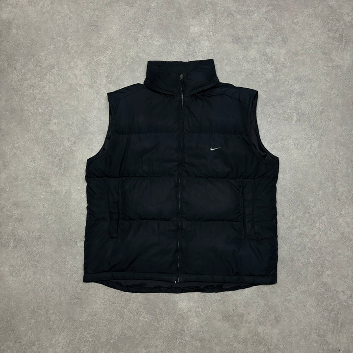 00's Vintage Nike Black Puffer Gilet (XL)