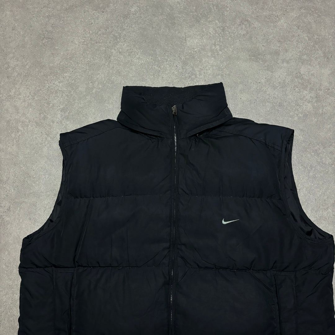 00's Vintage Nike Black Puffer Gilet (XL)