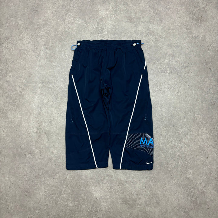 00's Vintage Nike 3/4 Length Navy Tracksuit Shorts (S)