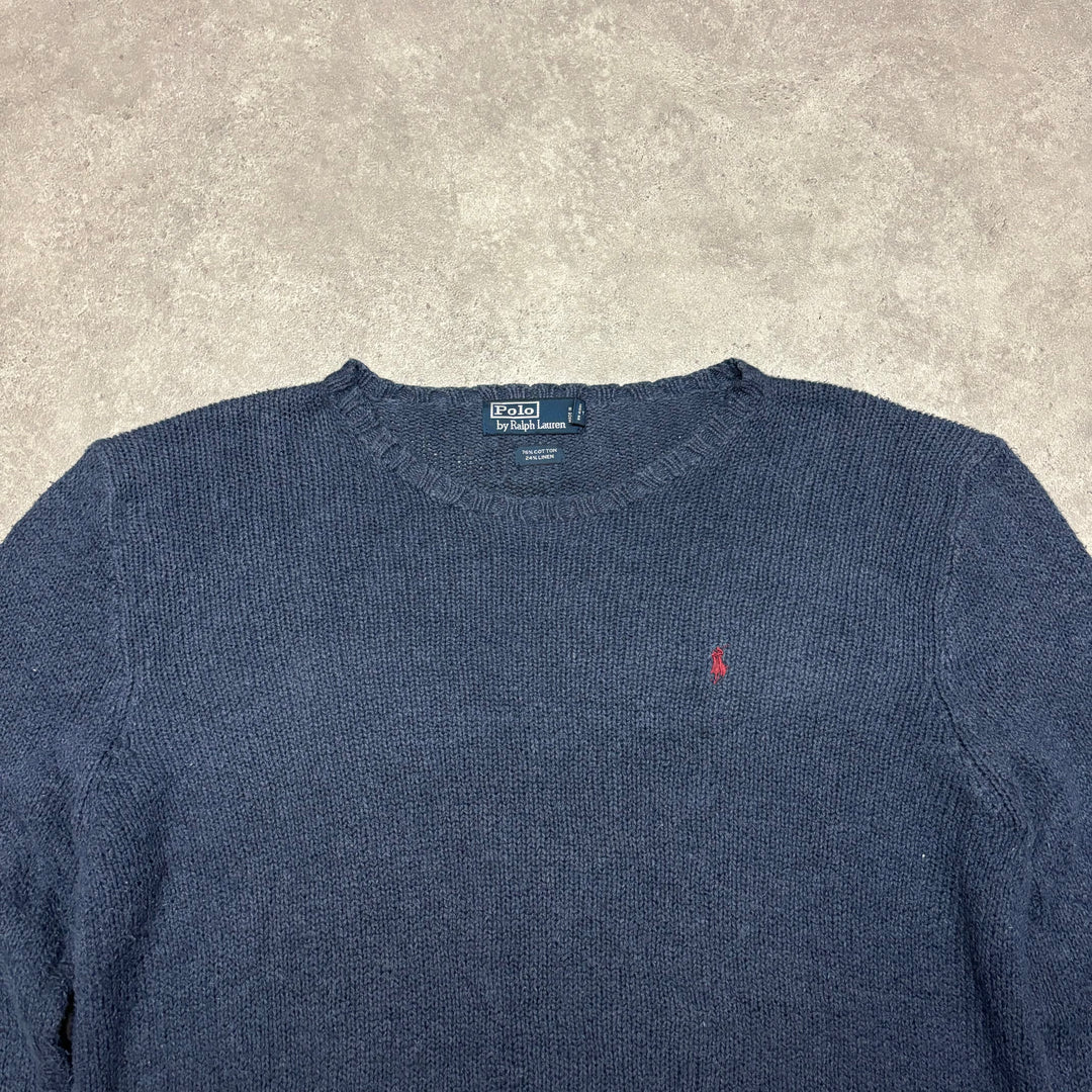 Vintage Polo Ralph Lauren Blue Heavy Knitted Sweater (XL)