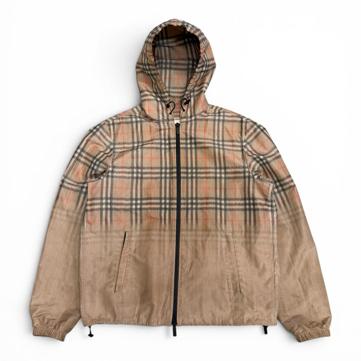 Burberry Gradient Check Hooded Lightweight Jacket Beige (S)