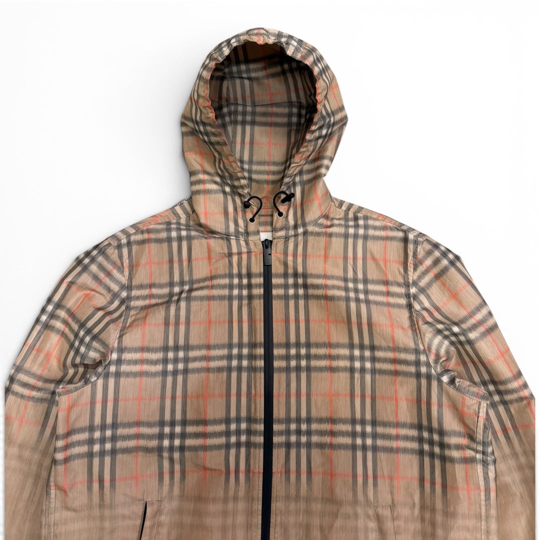 Burberry Gradient Check Hooded Lightweight Jacket Beige (S)