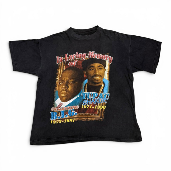 Vintage 90's Biggie & Tupac Memorial Rap Tee Black (XL)