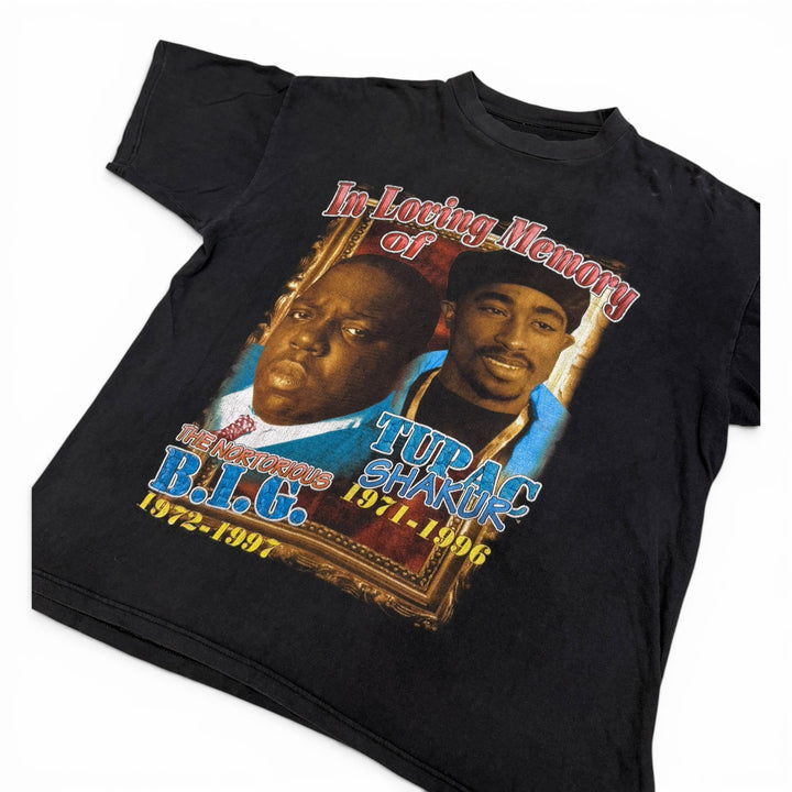 Vintage 90's Biggie & Tupac Memorial Rap Tee Black (XL)