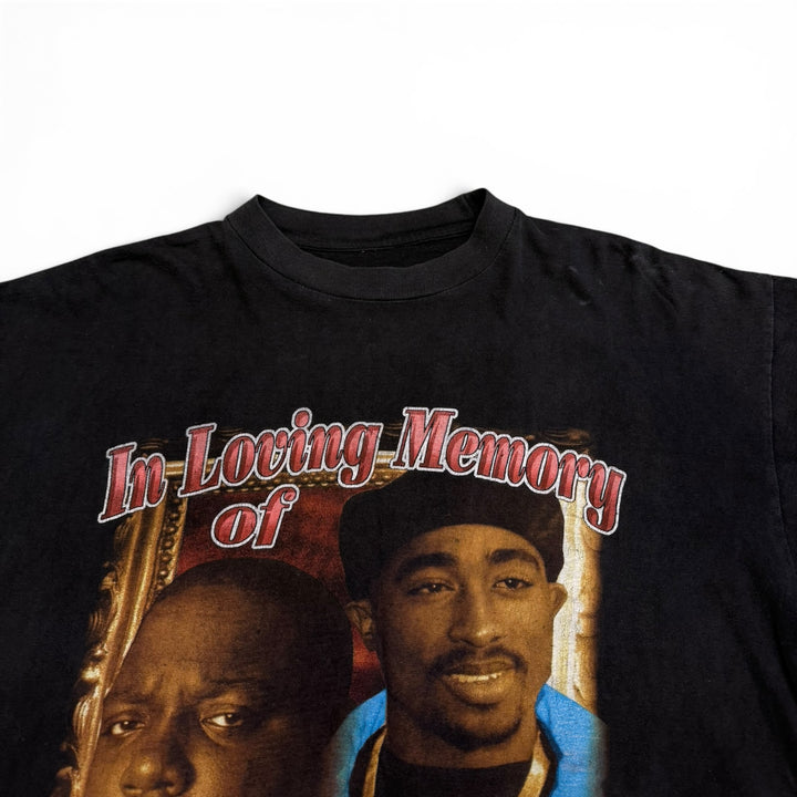 Vintage 90's Biggie & Tupac Memorial Rap Tee Black (XL)