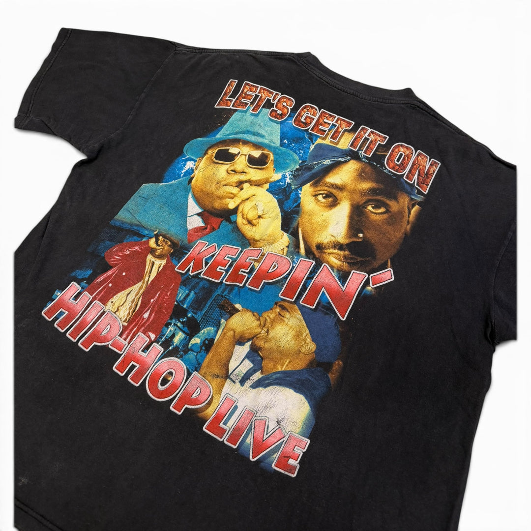 Vintage 90's Biggie & Tupac Memorial Rap Tee Black (XL)