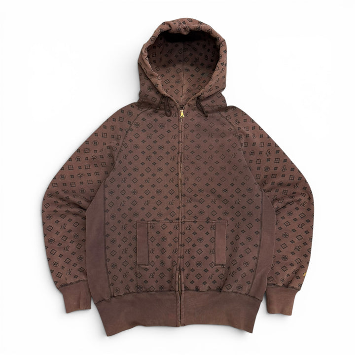 Evisu Monagram Pattern Pullover Hoodie Brown (L)