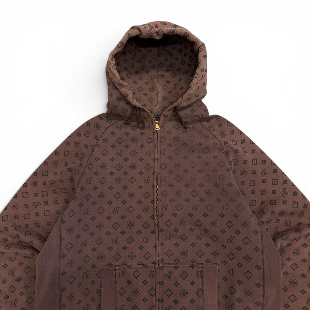 Evisu Monagram Pattern Pullover Hoodie Brown (L)