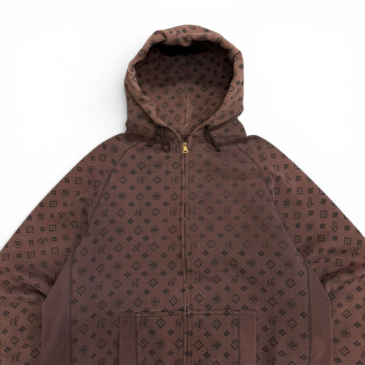Evisu Monagram Pattern Pullover Hoodie Brown (L)