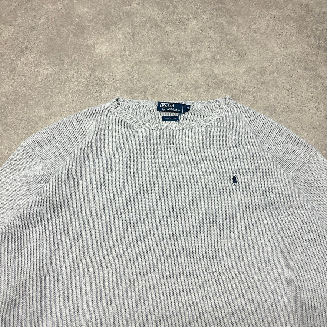 Vintage Polo Ralph Lauren Grey Heavy Knitted Sweater (XL)