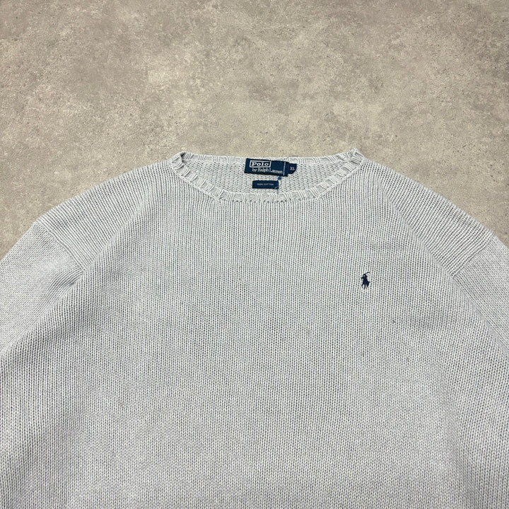 Vintage Polo Ralph Lauren Grey Heavy Knitted Sweater (XL)