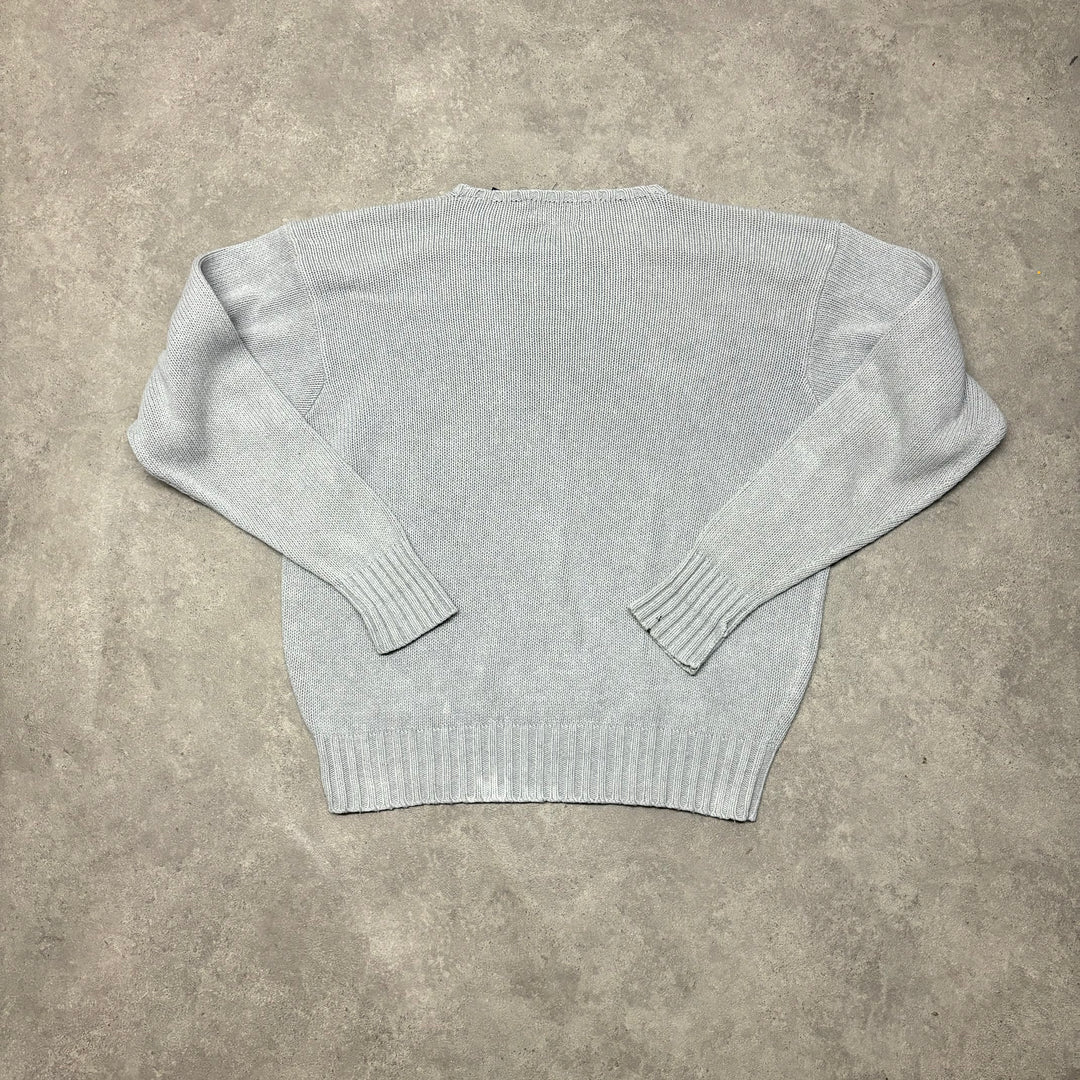 Vintage Polo Ralph Lauren Grey Heavy Knitted Sweater (XL)