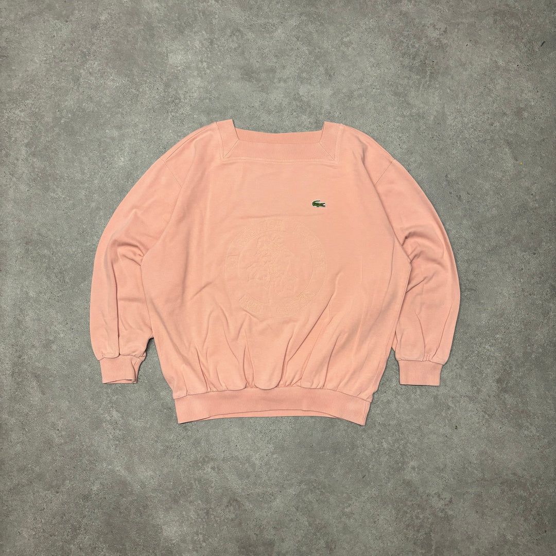 Vintage Lacoste Chemise Peach Spell Out Sweatshirt (S)
